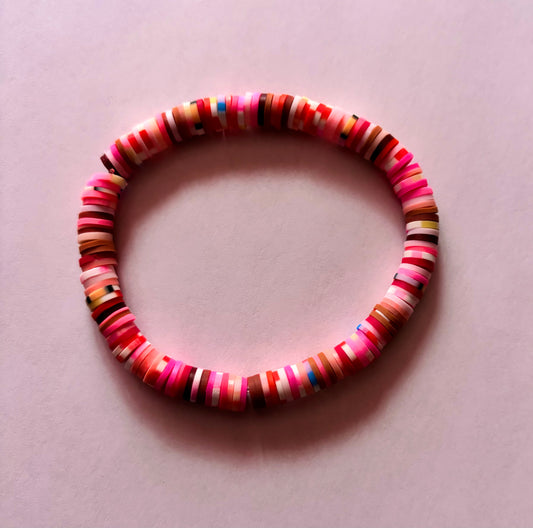 Pink Mix Clay Bead Bracelet