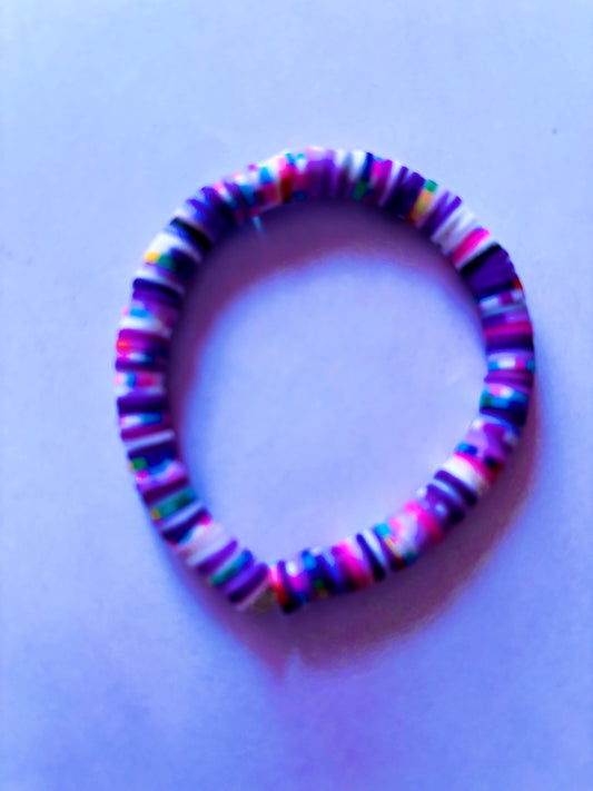 Purple Mix Clay Bead Bracelet