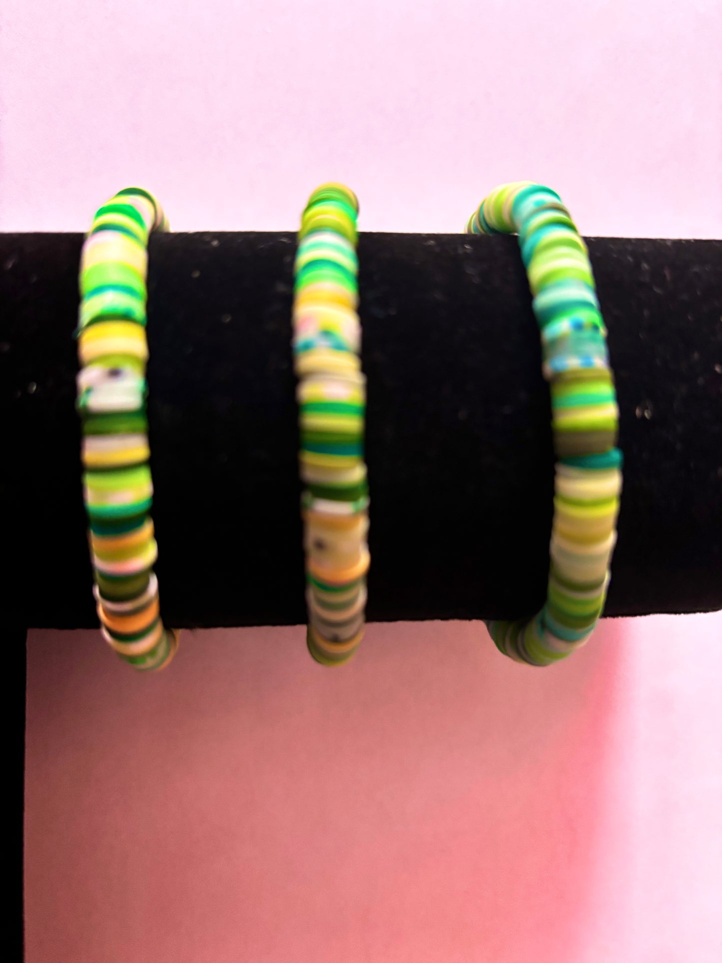 Green Mix Clay Bead Bracelet