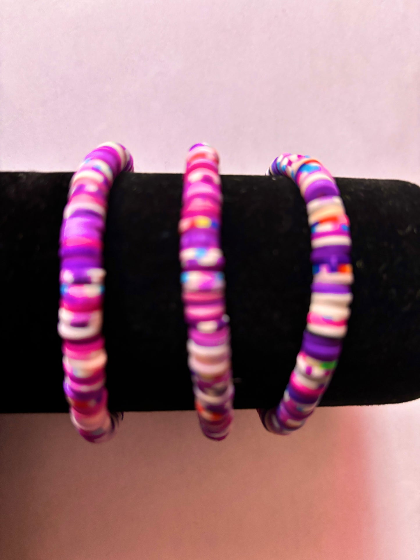 Purple Mix Clay Bead Bracelet